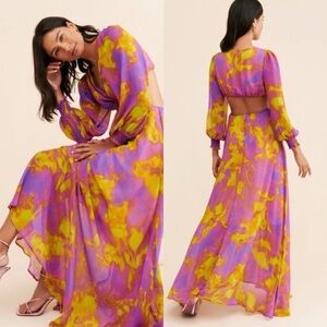 Delfi Selena Cut-Out Chiffon Maxi Dress